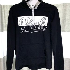 PINK black and white half up pull over